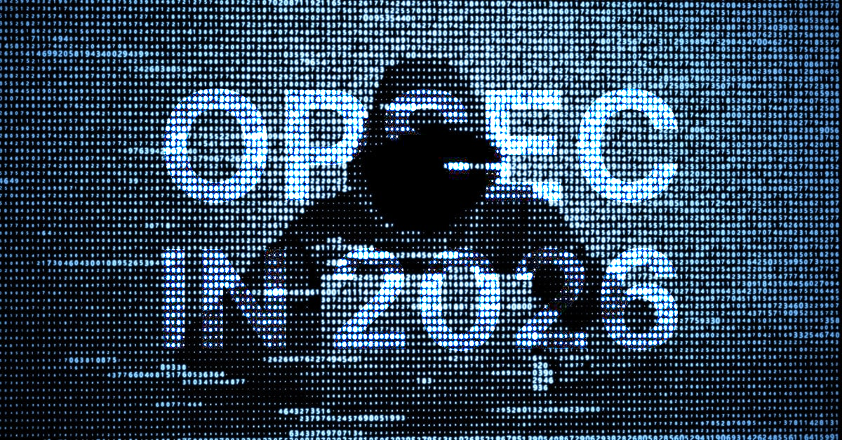 Digital operator over a Matrix code background with the text OPSEC IN 2026.